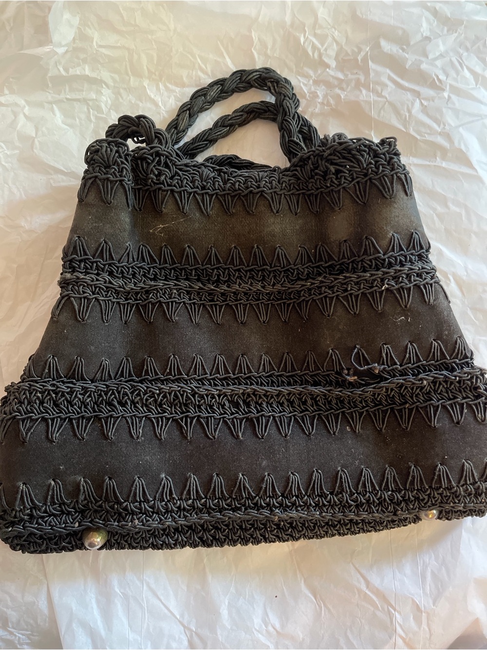 Black Crochet-Trim Bag - Women